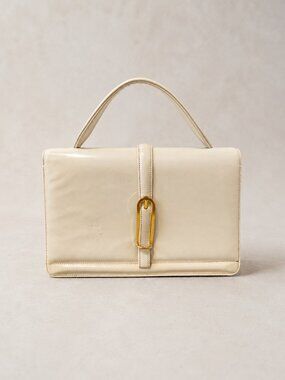 Vintage 1960s Bienen Davis Cream Patent Top Handle Bag